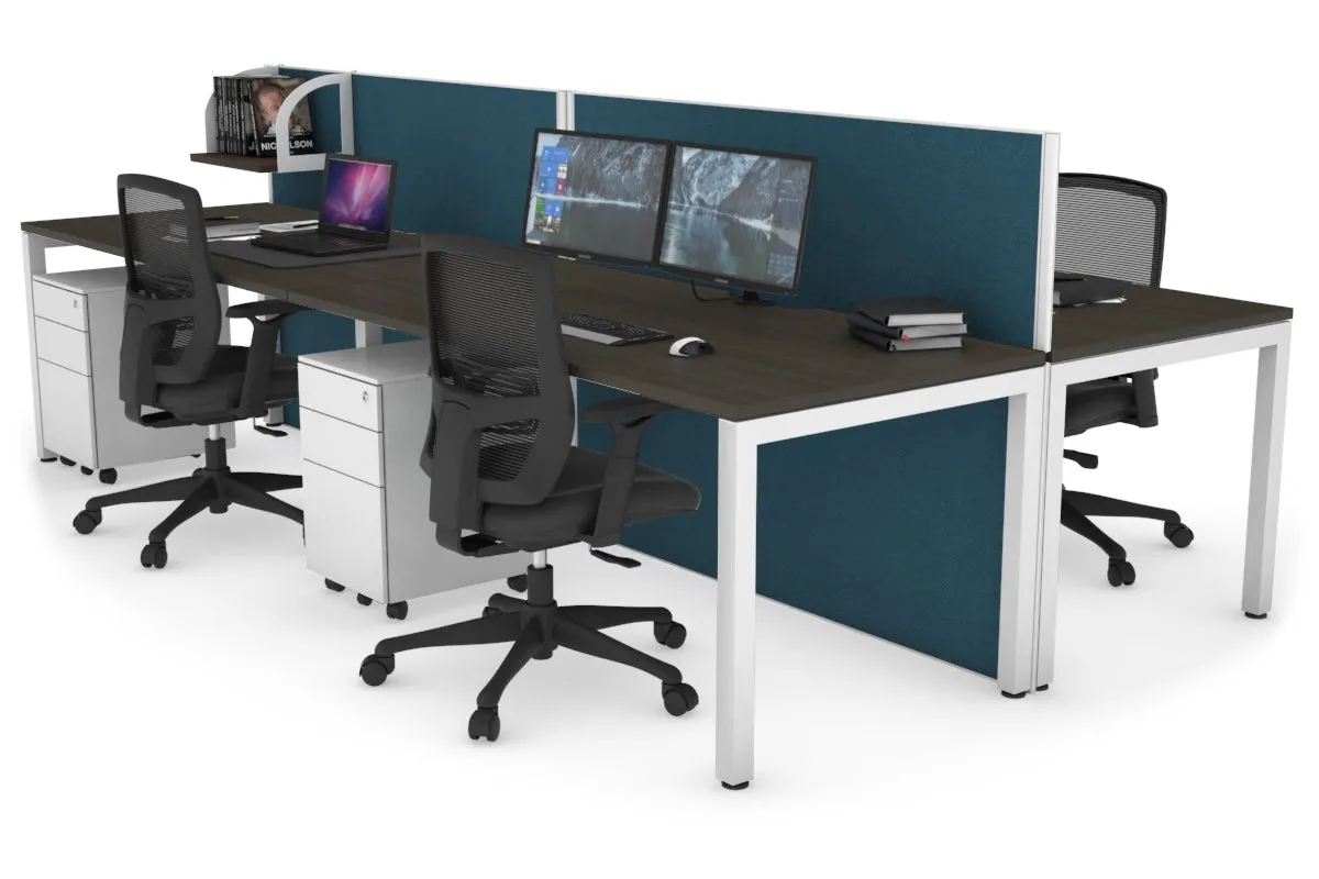 Horizon Quadro 4 Person Bench Square Legs Office Workstation [1600L x 800W with Cable Scallop]