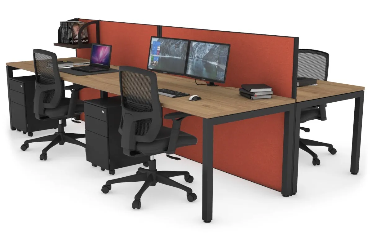 Horizon Quadro 4 Person Bench Square Legs Office Workstation [1600L x 800W with Cable Scallop]
