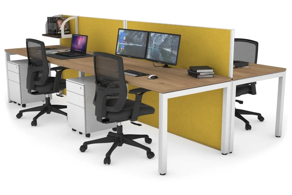 Horizon Quadro 4 Person Bench Square Legs Office Workstation [1600L x 800W with Cable Scallop]
