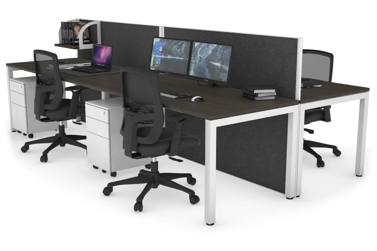 Horizon Quadro 4 Person Bench Square Legs Office Workstation [1800L x 800W with Cable Scallop]