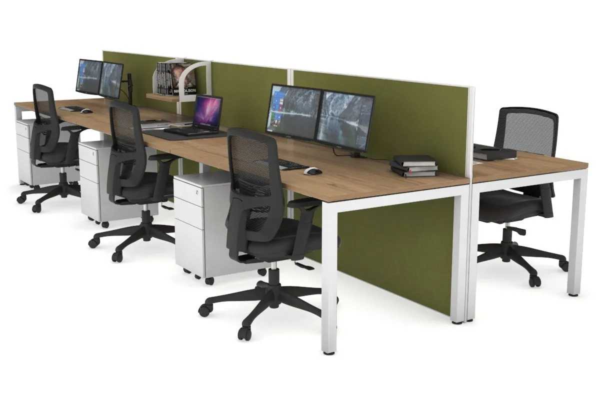 Horizon Quadro 6p Bench Square Legs Office Workstation [1400L x 800W with Cable Scallop]