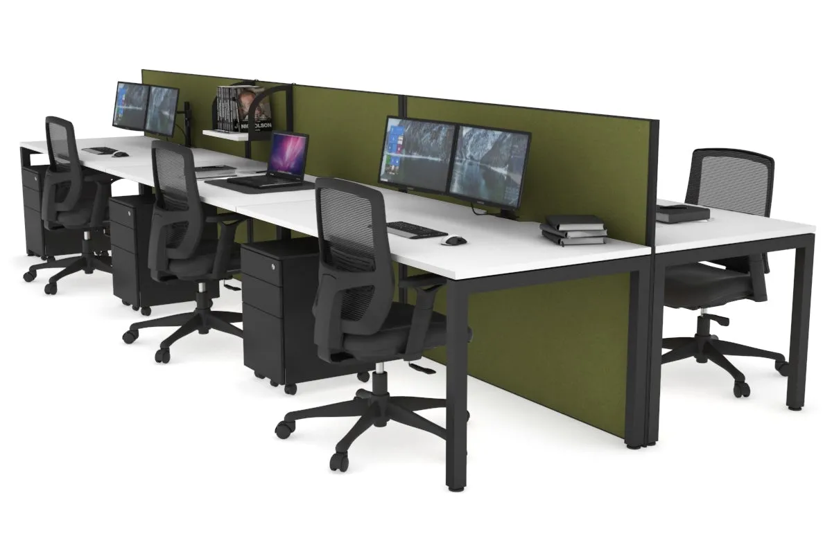 Horizon Quadro 6p Bench Square Legs Office Workstation [1400L x 800W with Cable Scallop]