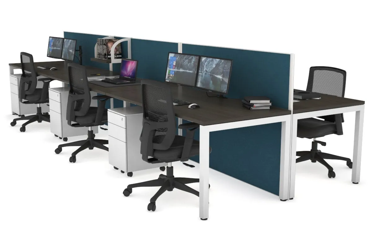 Horizon Quadro 6p Bench Square Legs Office Workstation [1400L x 800W with Cable Scallop]
