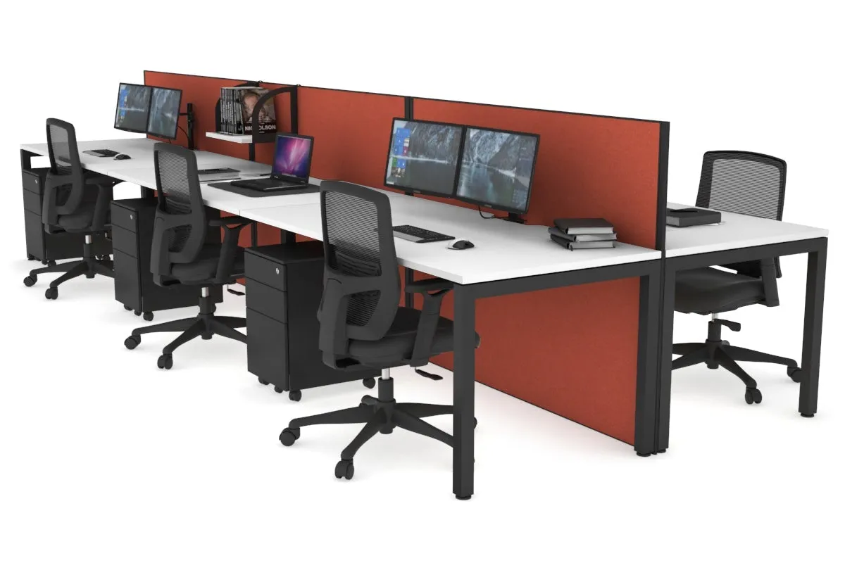 Horizon Quadro 6p Bench Square Legs Office Workstation [1400L x 800W with Cable Scallop]