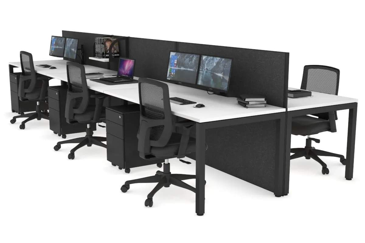 Horizon Quadro 6p Bench Square Legs Office Workstation [1400L x 800W with Cable Scallop]