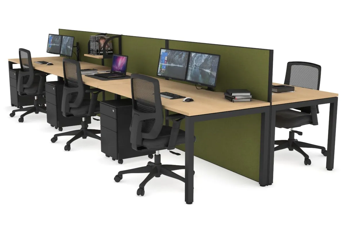 Horizon Quadro 6p Bench Square Legs Office Workstation [1400L x 800W with Cable Scallop]