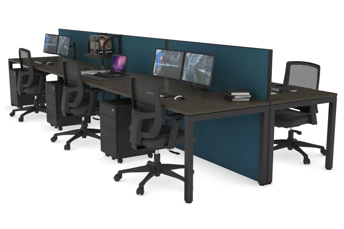 Horizon Quadro 6p Bench Square Legs Office Workstation [1400L x 800W with Cable Scallop]