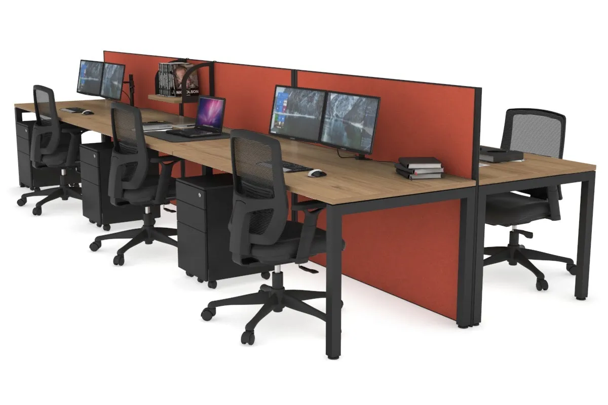 Horizon Quadro 6p Bench Square Legs Office Workstation [1400L x 800W with Cable Scallop]