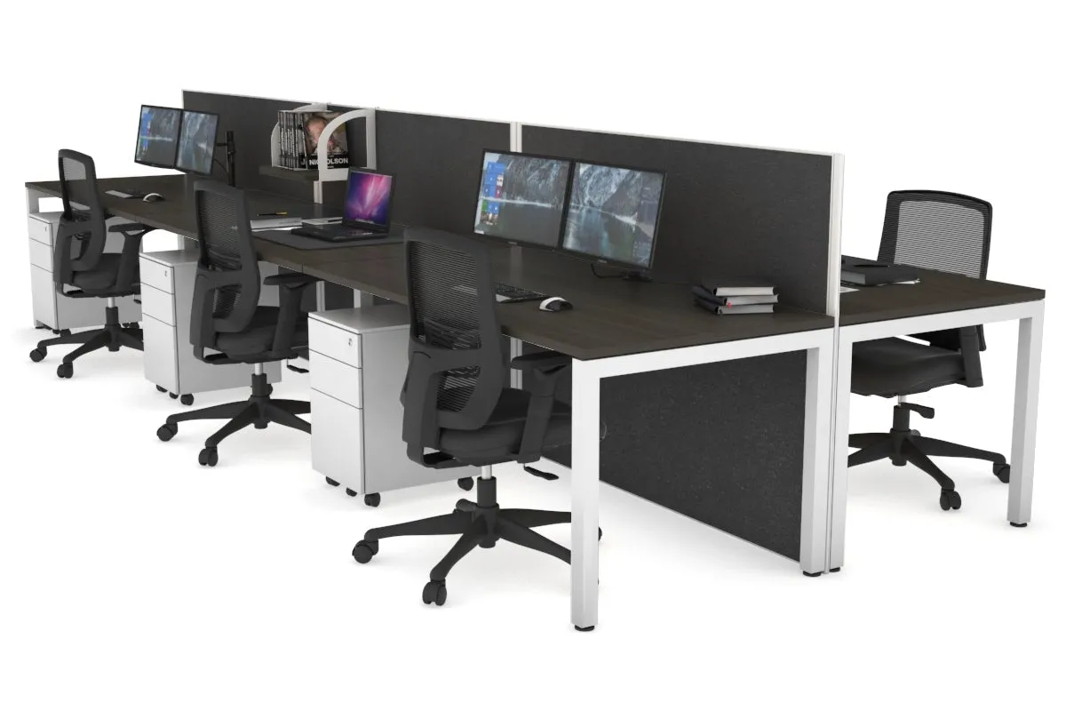 Horizon Quadro 6p Bench Square Legs Office Workstation [1400L x 800W with Cable Scallop]