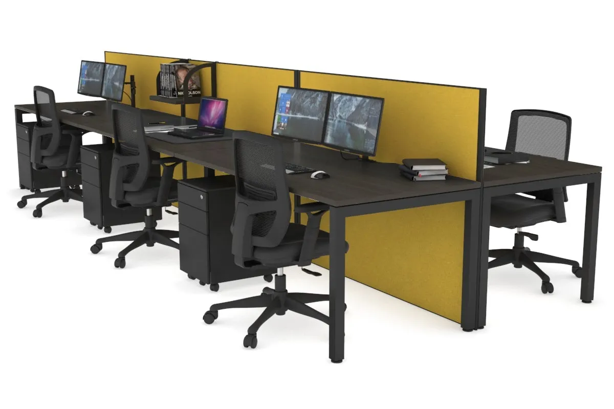Horizon Quadro 6p Bench Square Legs Office Workstation [1400L x 800W with Cable Scallop]