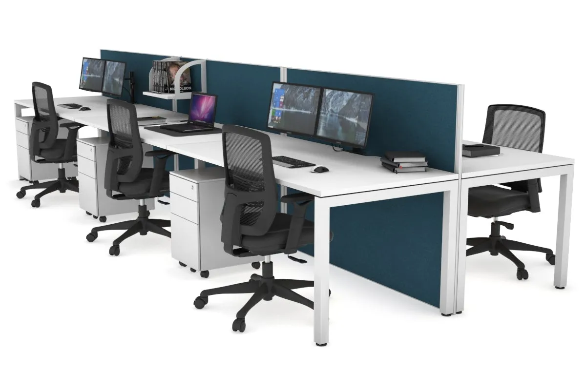 Horizon Quadro 6p Bench Square Legs Office Workstation [1400L x 800W with Cable Scallop]