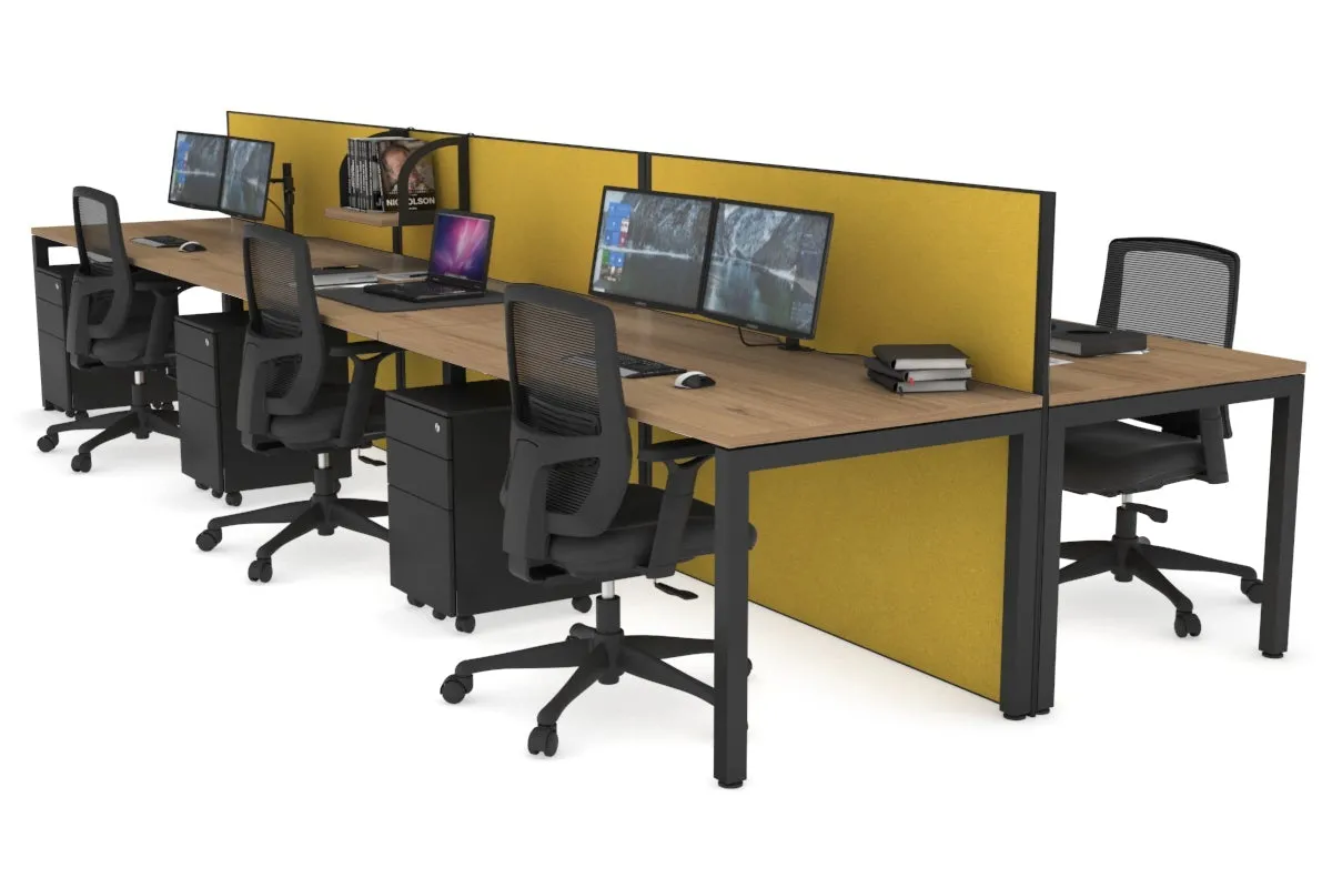 Horizon Quadro 6p Bench Square Legs Office Workstation [1400L x 800W with Cable Scallop]