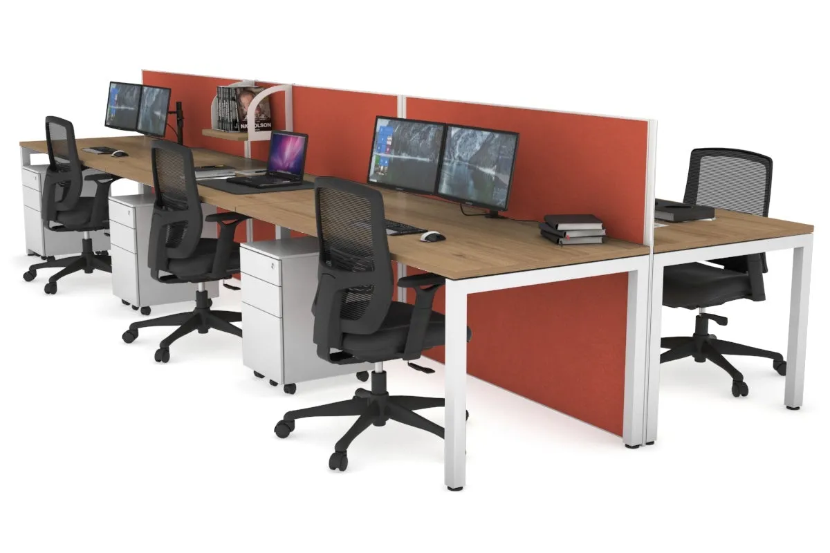 Horizon Quadro 6p Bench Square Legs Office Workstation [1400L x 800W with Cable Scallop]