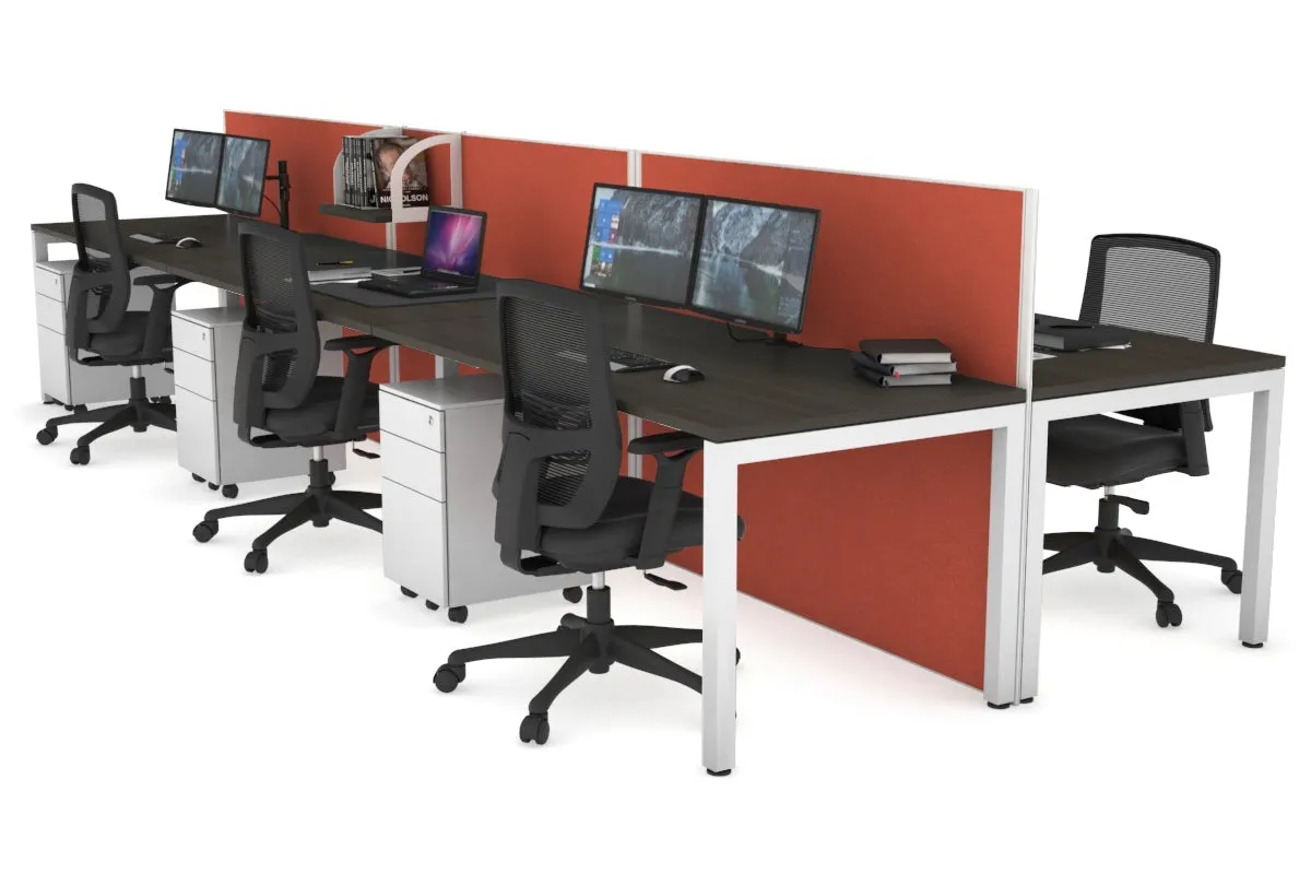 Horizon Quadro 6p Bench Square Legs Office Workstation [1400L x 800W with Cable Scallop]