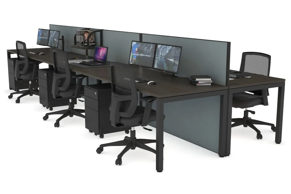 Horizon Quadro 6p Bench Square Legs Office Workstation [1400L x 800W with Cable Scallop]