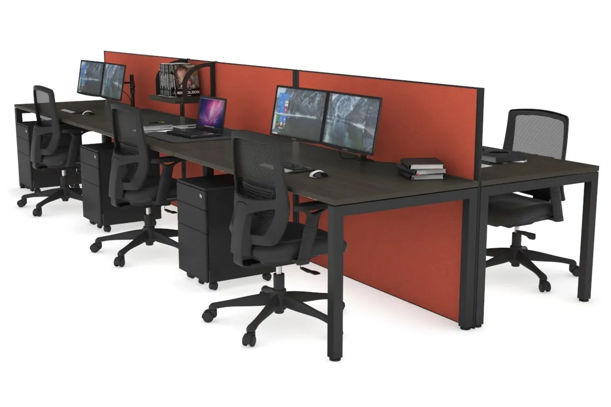 Horizon Quadro 6p Bench Square Legs Office Workstation [1400L x 800W with Cable Scallop]