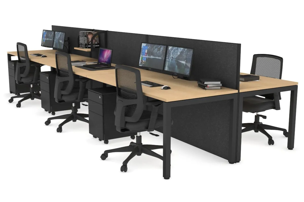 Horizon Quadro 6p Bench Square Legs Office Workstation [1400L x 800W with Cable Scallop]