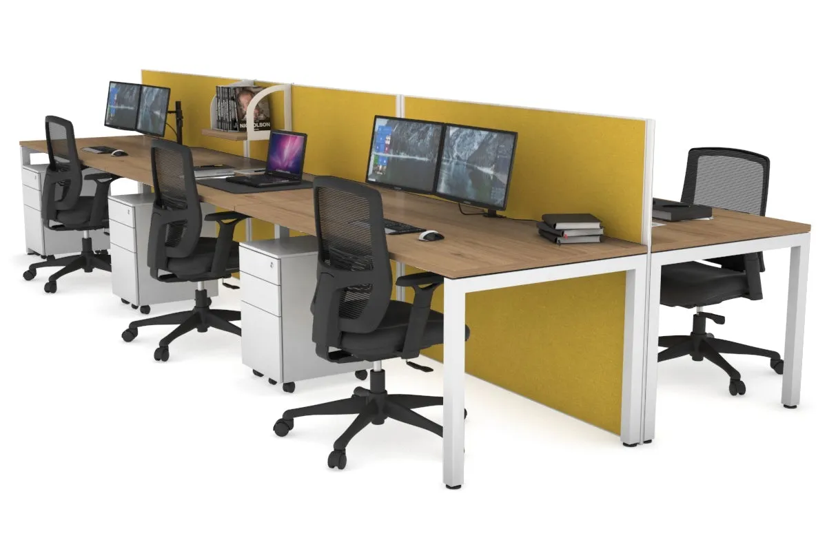 Horizon Quadro 6p Bench Square Legs Office Workstation [1400L x 800W with Cable Scallop]