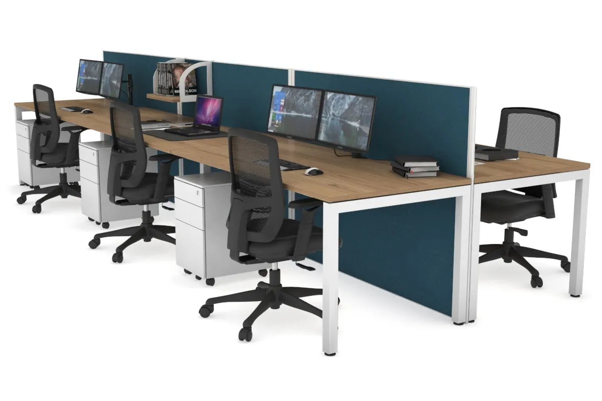 Horizon Quadro 6p Bench Square Legs Office Workstation [1400L x 800W with Cable Scallop]