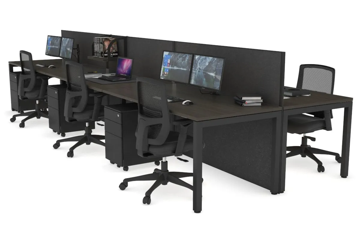 Horizon Quadro 6p Bench Square Legs Office Workstation [1400L x 800W with Cable Scallop]