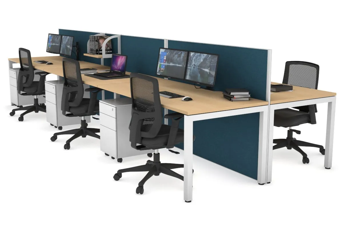 Horizon Quadro 6p Bench Square Legs Office Workstation [1400L x 800W with Cable Scallop]