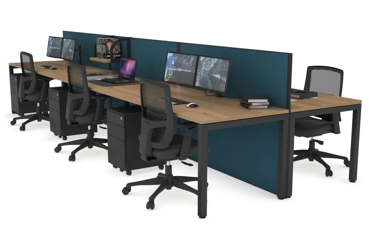 Horizon Quadro 6p Bench Square Legs Office Workstation [1400L x 800W with Cable Scallop]