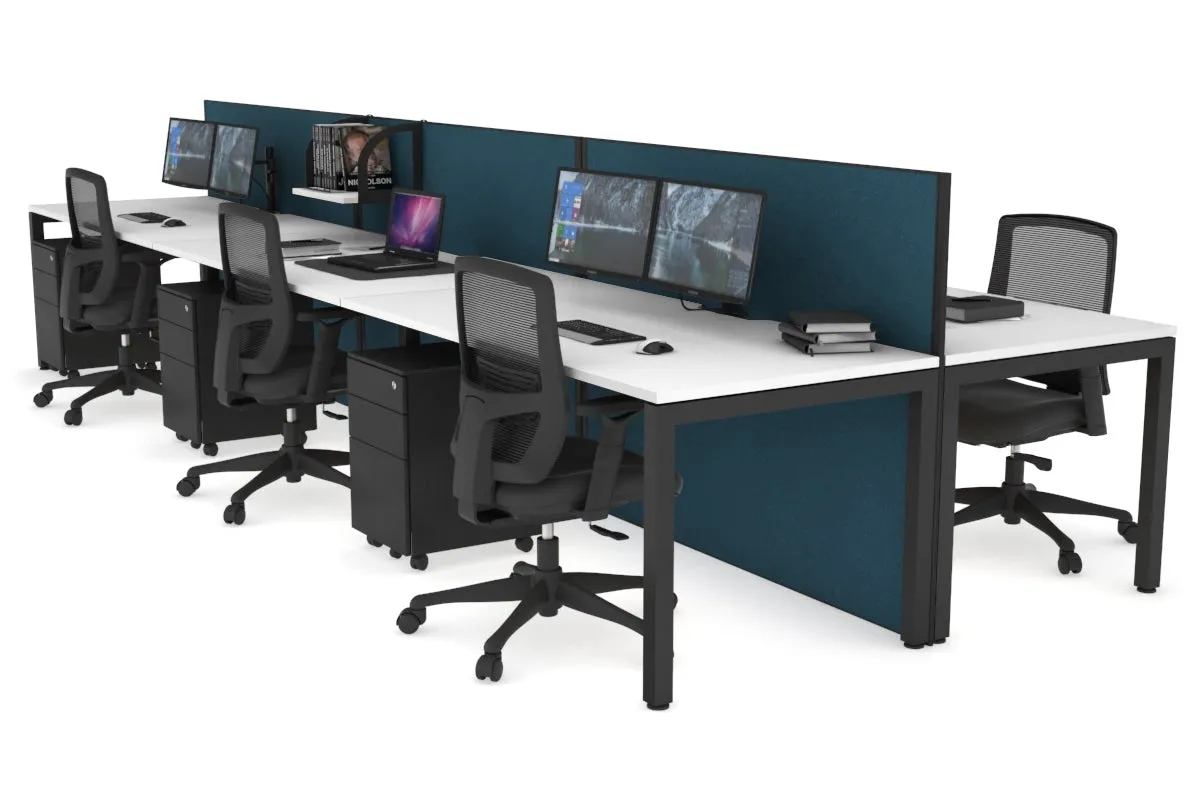 Horizon Quadro 6p Bench Square Legs Office Workstation [1400L x 800W with Cable Scallop]