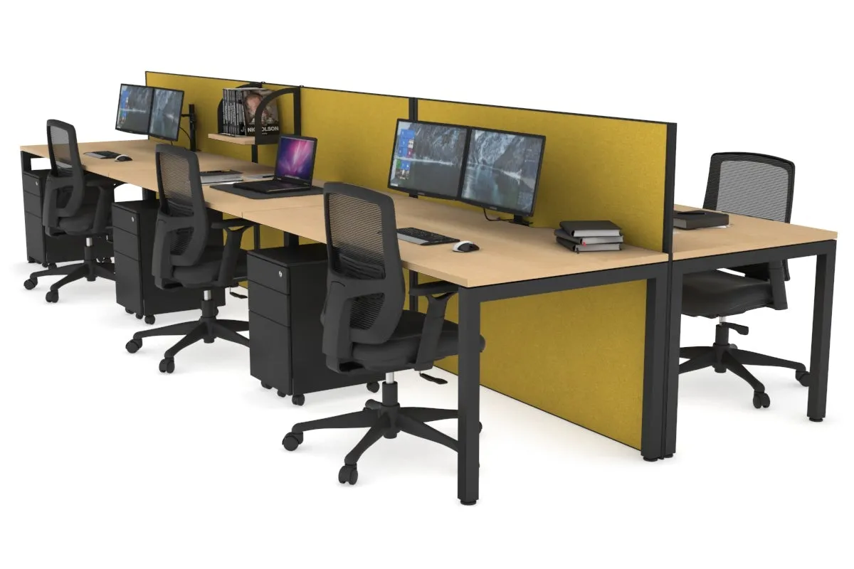 Horizon Quadro 6p Bench Square Legs Office Workstation [1400L x 800W with Cable Scallop]