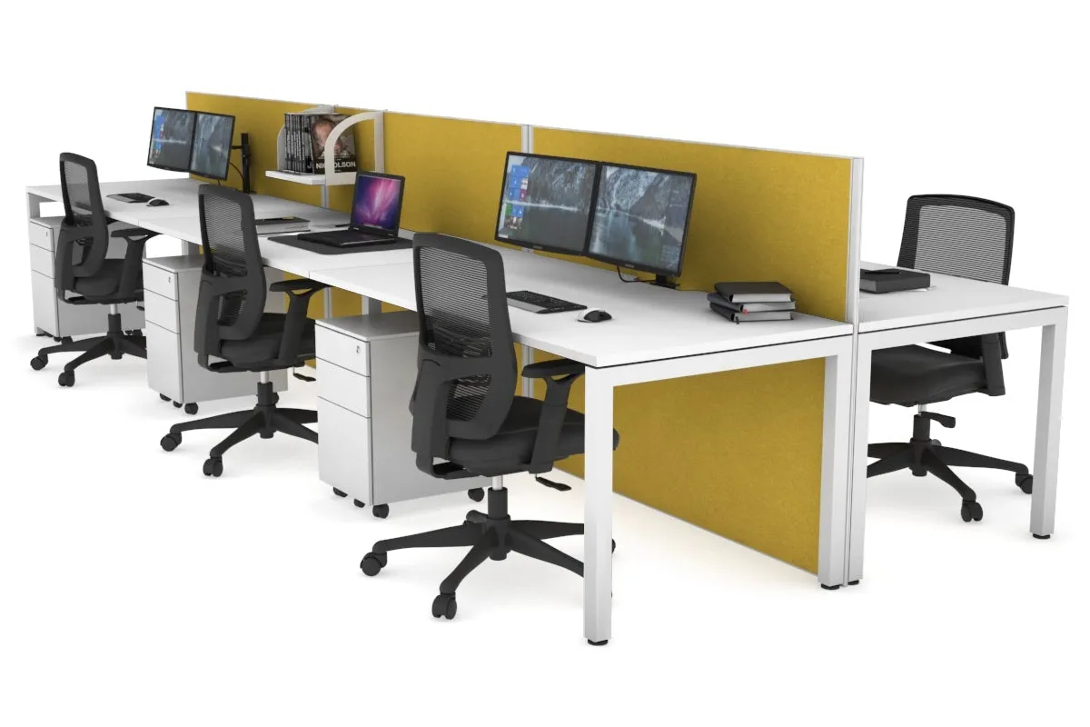 Horizon Quadro 6p Bench Square Legs Office Workstation [1400L x 800W with Cable Scallop]
