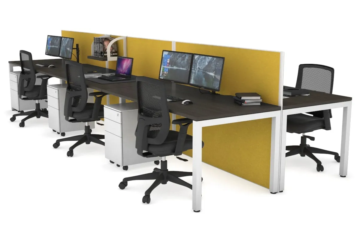 Horizon Quadro 6p Bench Square Legs Office Workstation [1400L x 800W with Cable Scallop]