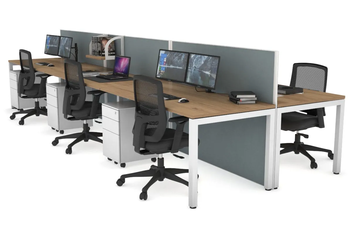 Horizon Quadro 6p Bench Square Legs Office Workstation [1400L x 800W with Cable Scallop]