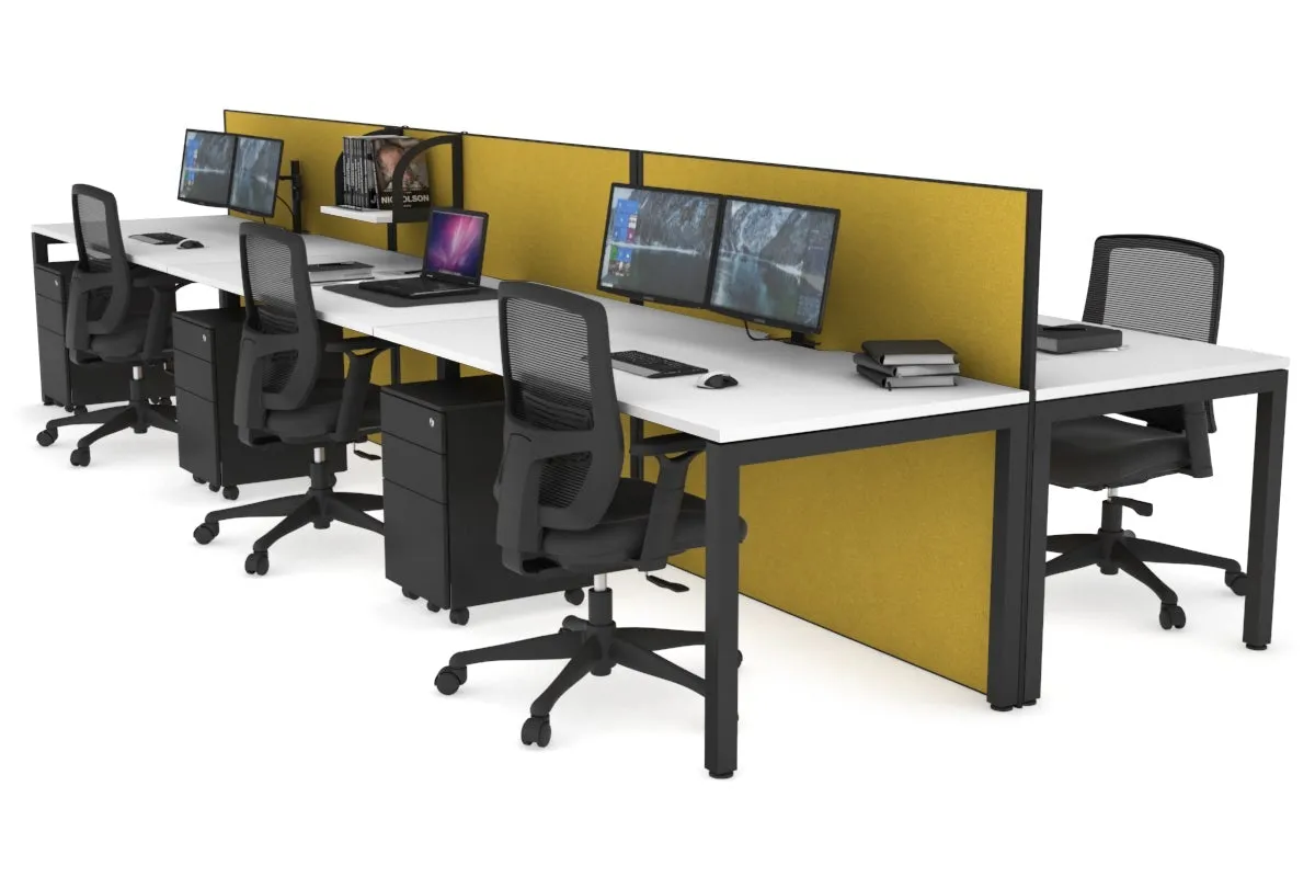 Horizon Quadro 6p Bench Square Legs Office Workstation [1400L x 800W with Cable Scallop]