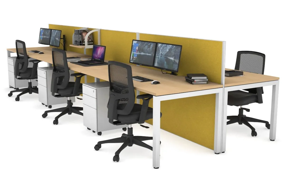 Horizon Quadro 6p Bench Square Legs Office Workstation [1400L x 800W with Cable Scallop]
