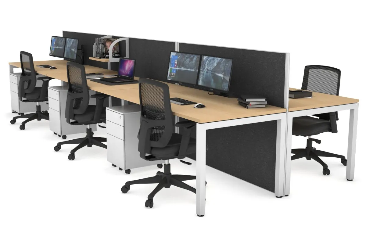 Horizon Quadro 6p Bench Square Legs Office Workstation [1400L x 800W with Cable Scallop]