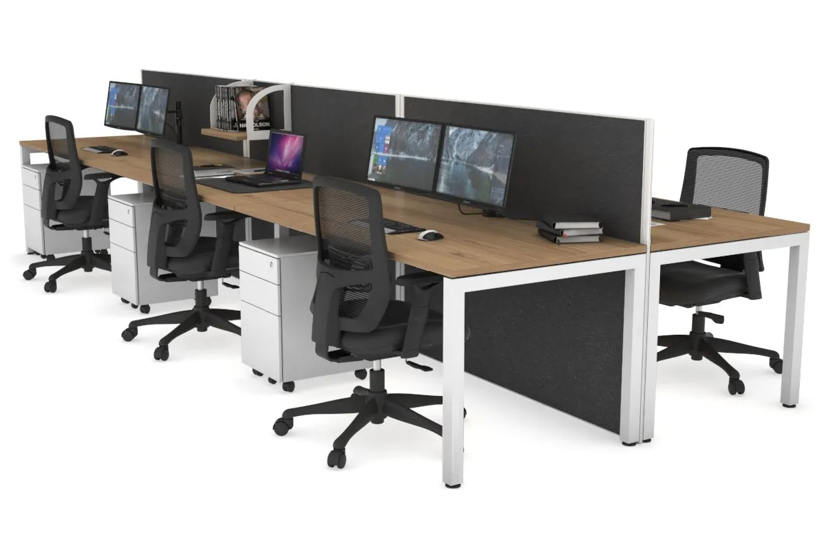 Horizon Quadro 6p Bench Square Legs Office Workstation [1400L x 800W with Cable Scallop]