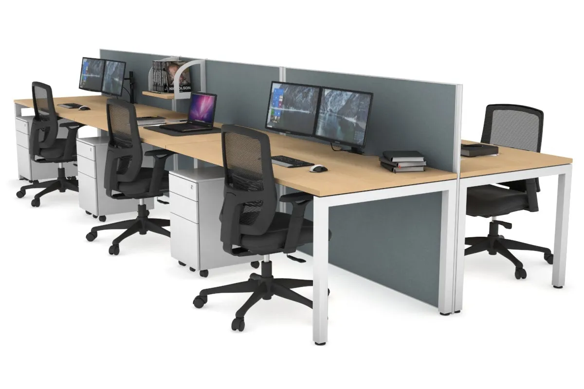 Horizon Quadro 6p Bench Square Legs Office Workstation [1400L x 800W with Cable Scallop]