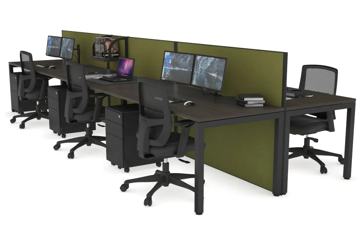 Horizon Quadro 6p Bench Square Legs Office Workstation [1400L x 800W with Cable Scallop]