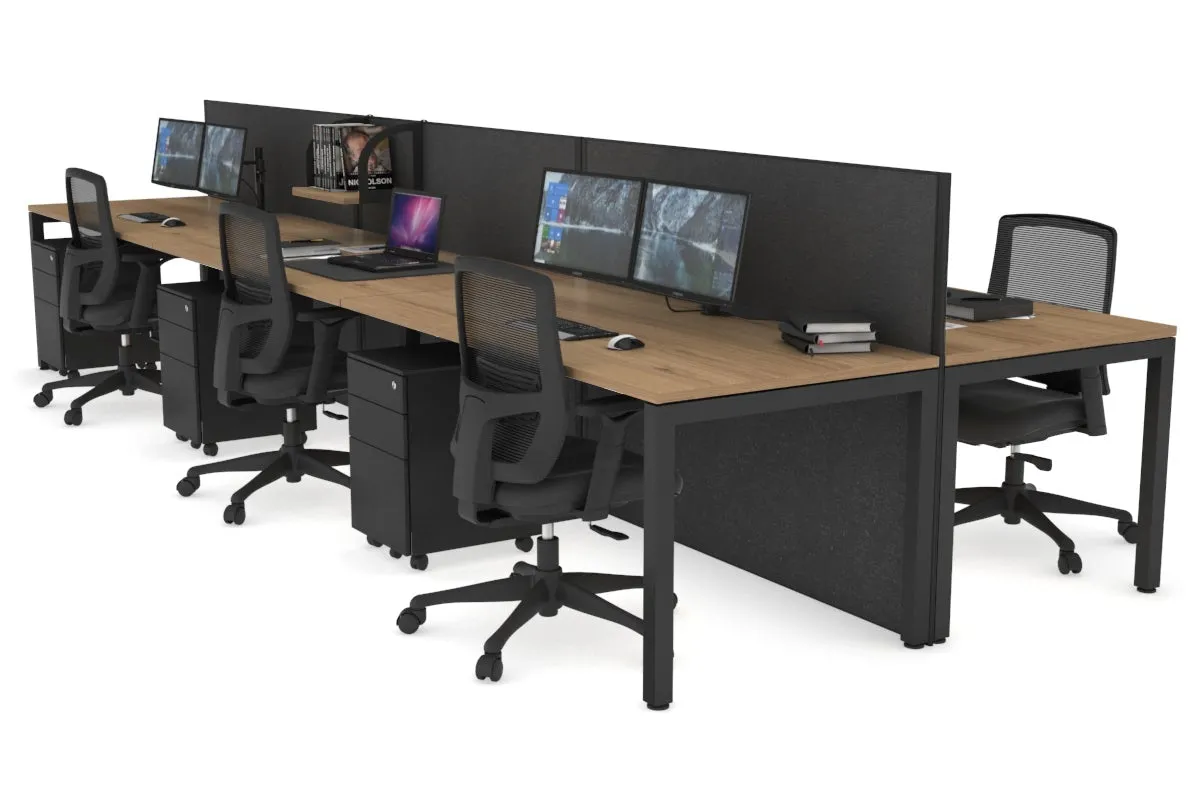 Horizon Quadro 6p Bench Square Legs Office Workstation [1400L x 800W with Cable Scallop]