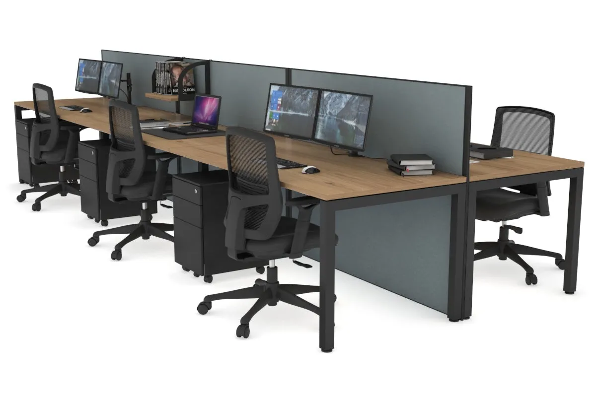 Horizon Quadro 6p Bench Square Legs Office Workstation [1400L x 800W with Cable Scallop]