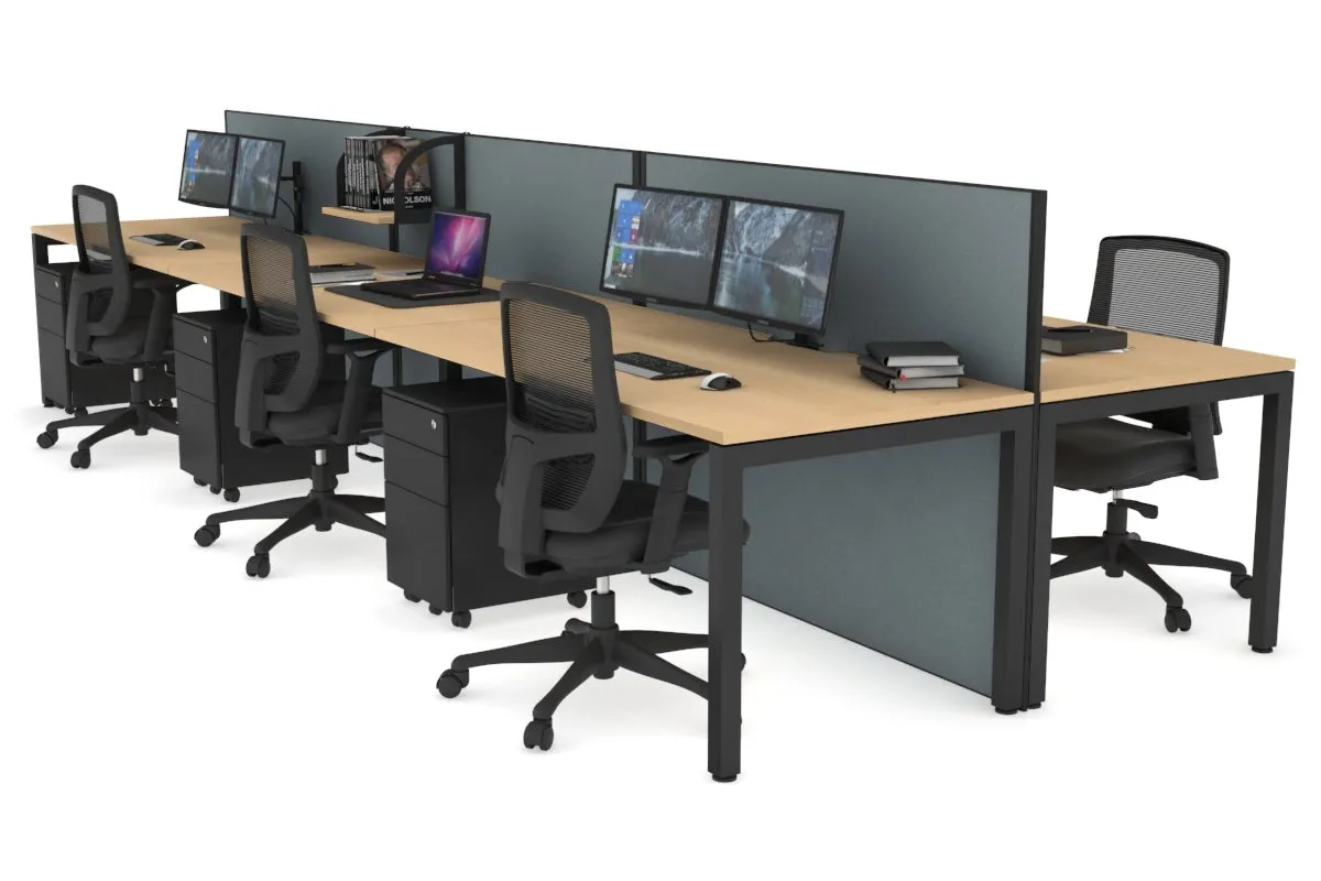 Horizon Quadro 6p Bench Square Legs Office Workstation [1400L x 800W with Cable Scallop]