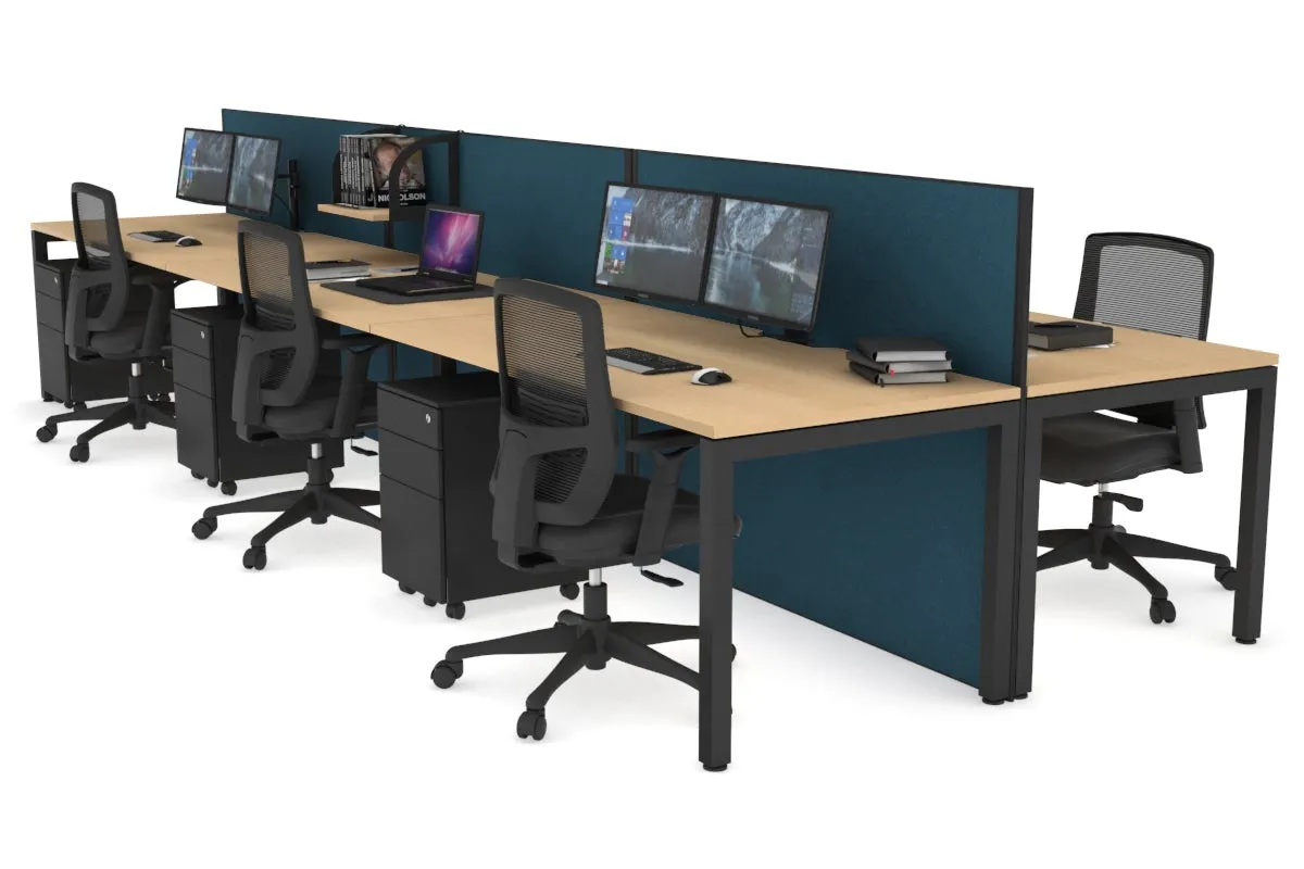 Horizon Quadro 6p Bench Square Legs Office Workstation [1400L x 800W with Cable Scallop]