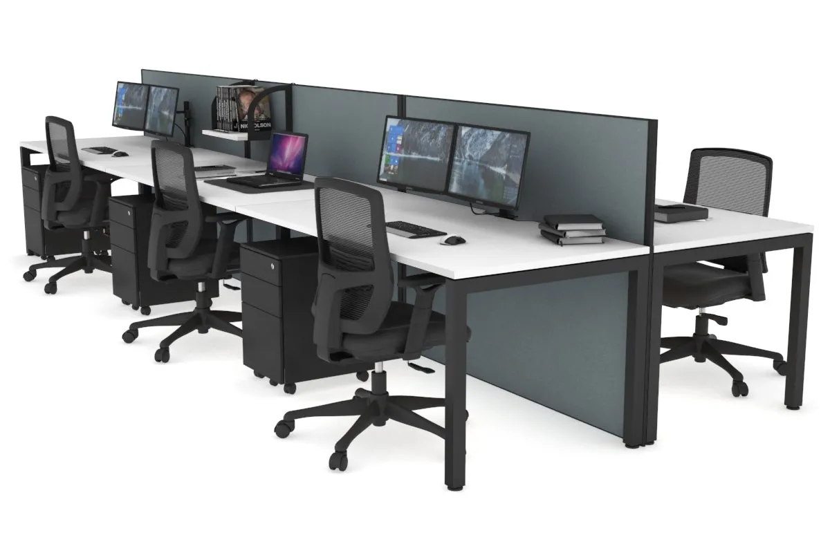 Horizon Quadro 6p Bench Square Legs Office Workstation [1400L x 800W with Cable Scallop]
