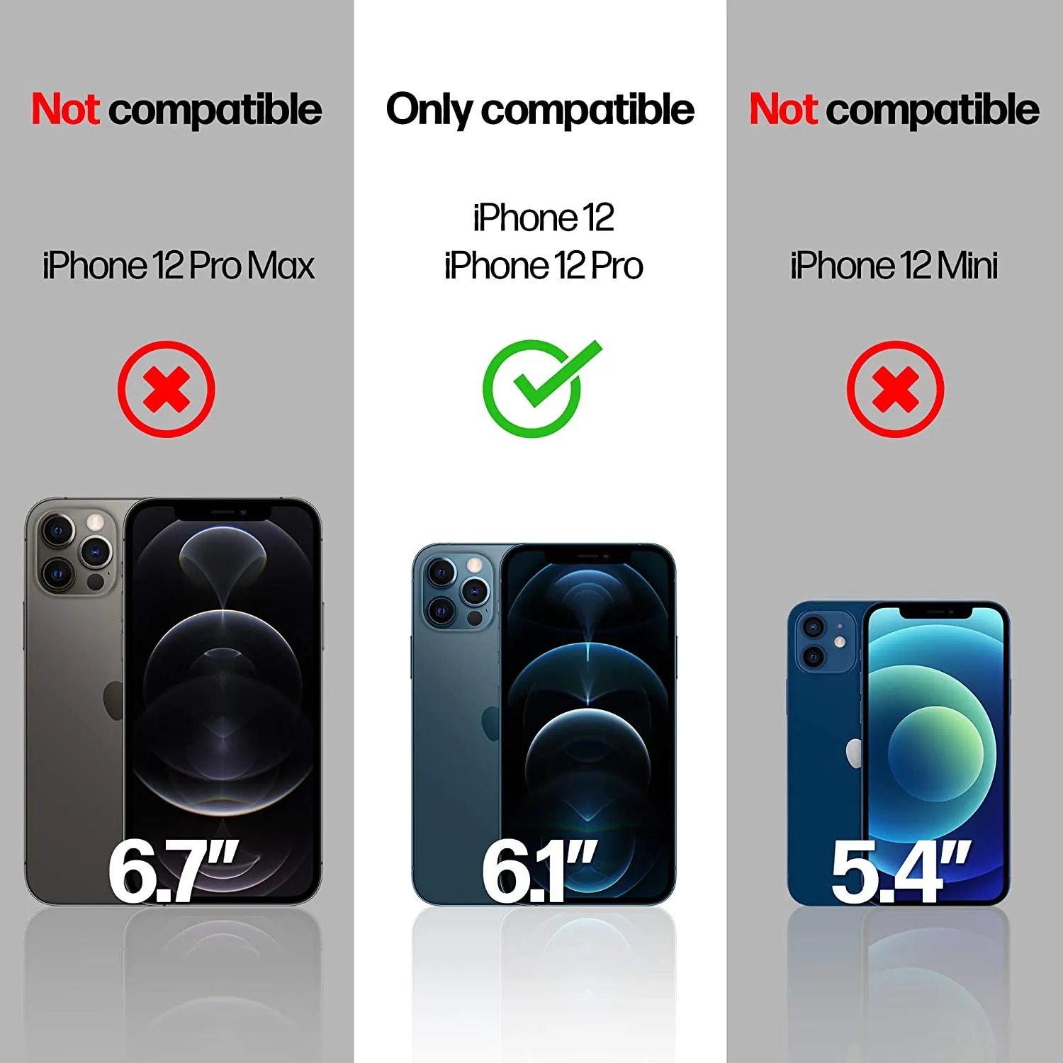 iPhone 12 Pro / iPhone 12 Tempered Glass Privacy Screen Protector [2-Pack]