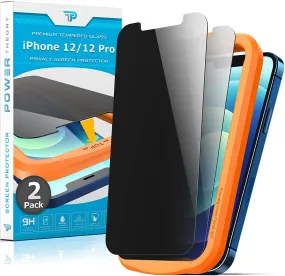 iPhone 12 Pro / iPhone 12 Tempered Glass Privacy Screen Protector [2-Pack]