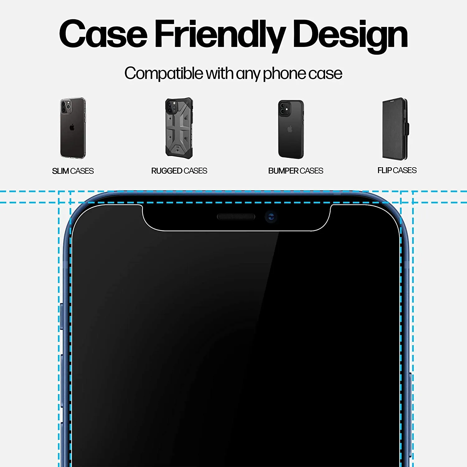 iPhone 12 Pro / iPhone 12 Tempered Glass Privacy Screen Protector [2-Pack]