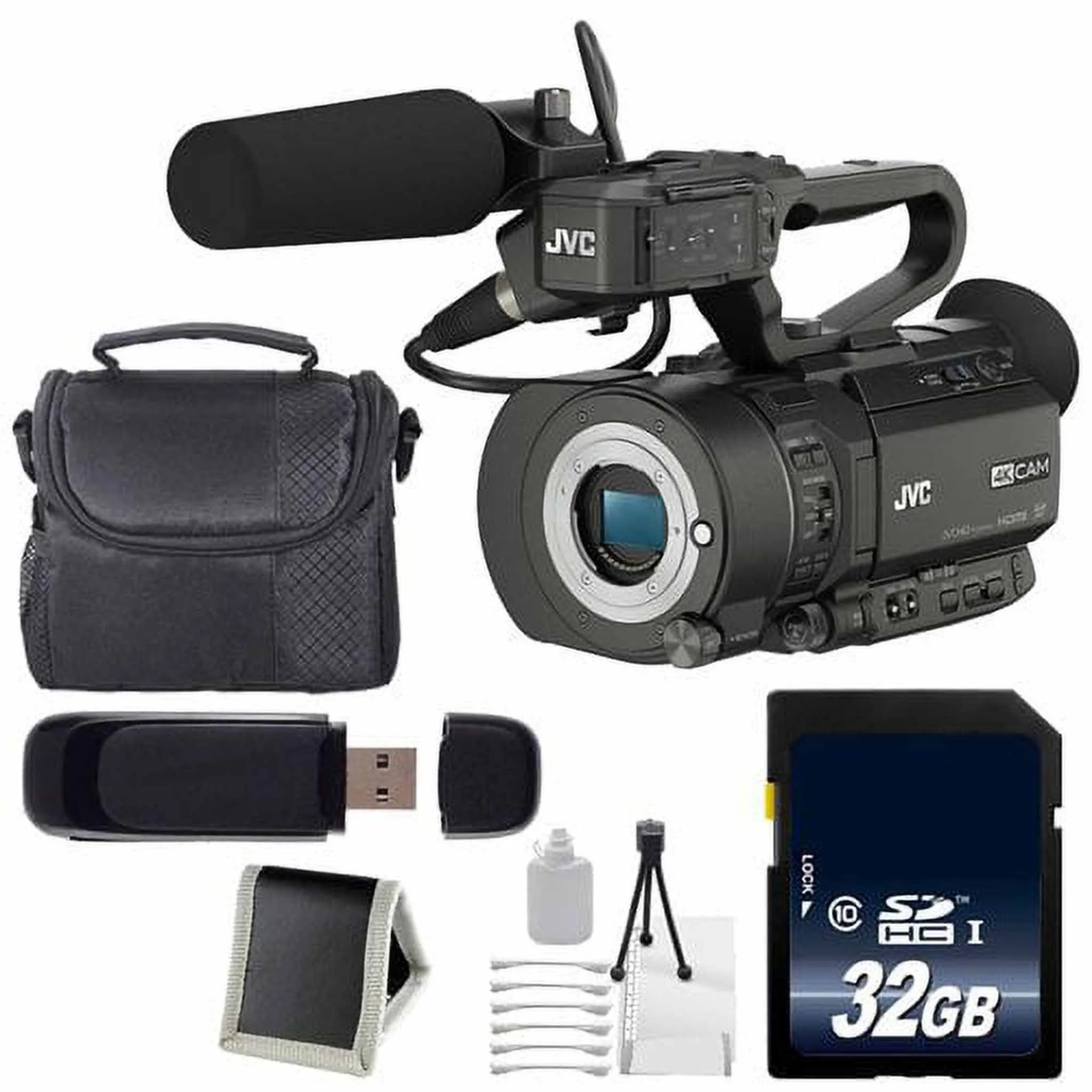 JVC GY-LS300 4KCAM Handheld S35mm Camcorder (International Model) (Body Only)   32GB Memory Card   Carrying Case   Delux