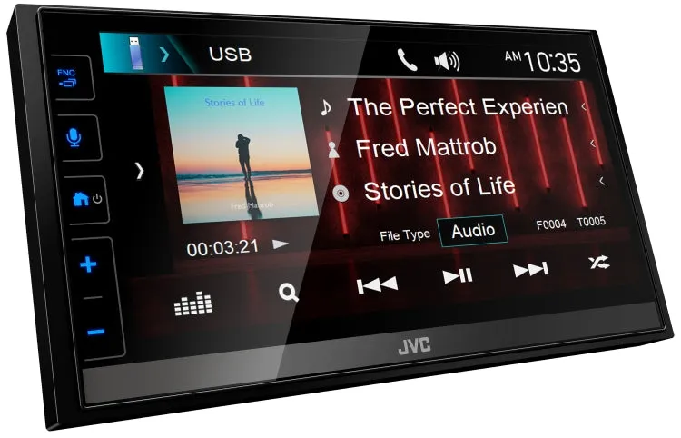 JVC KW-M785BW 6.8 Inch LCD Mechless Digital Media Receiver Head Unit with Wireless Android Auto and Apple CarPlay