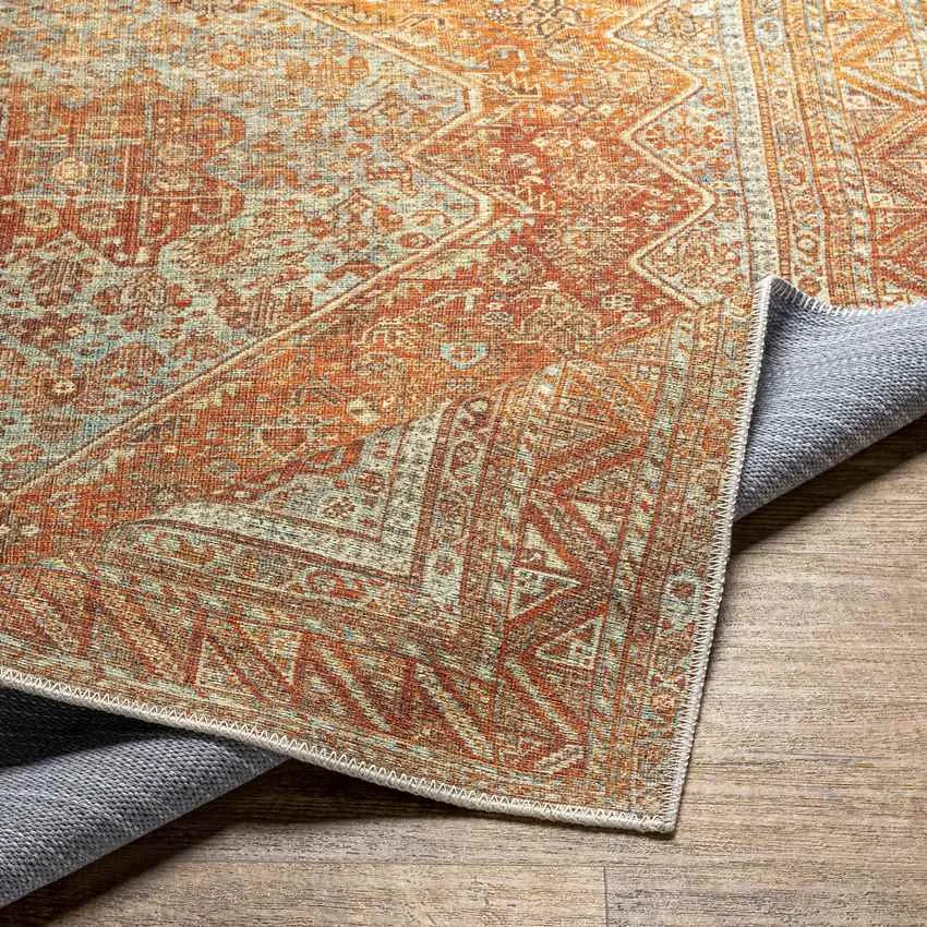 Kontea Traditional Burnt Orange Washable Area Rug