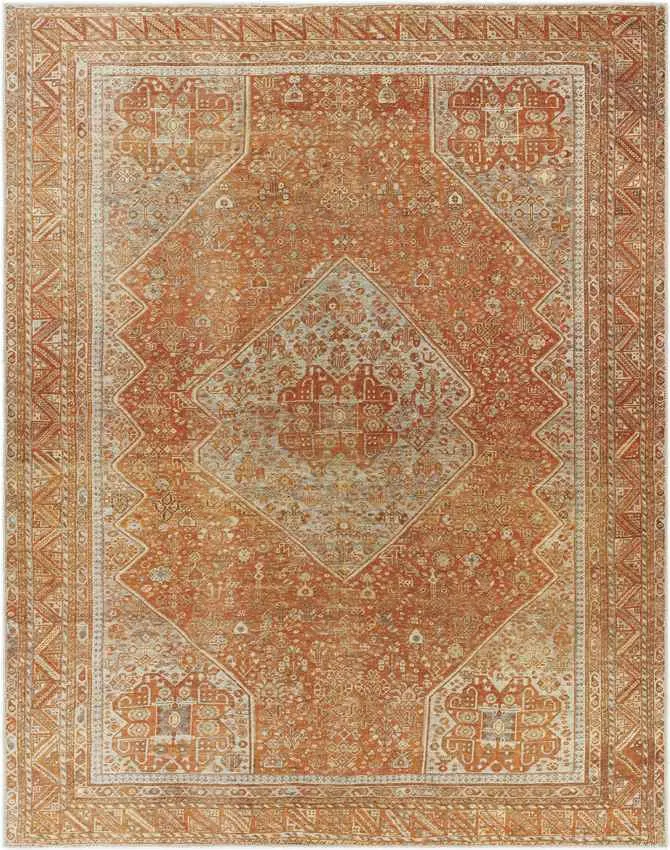 Kontea Traditional Burnt Orange Washable Area Rug