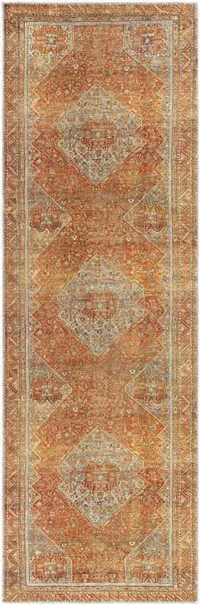 Kontea Traditional Burnt Orange Washable Area Rug